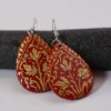 Maroon Oval Paper Mache Earrings - Muskaan