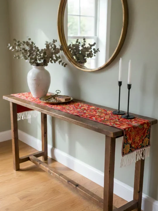 Silk Thread Embroidered Chain Stitch Runner on Dusoot Cotton (5x1ft)