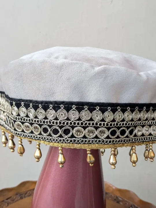 Royal Velvet Bridal Cap with Traditional Tilla Work