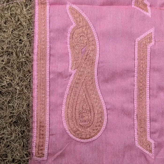 Pink & Golden Designer Kashmiri Tilla Embroidered Patch with Sleeve, Daman, and Booti - Image 3