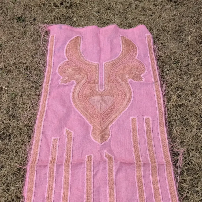 Pink & Golden Designer Kashmiri Tilla Embroidered Patch with Sleeve, Daman, and Booti - Image 4