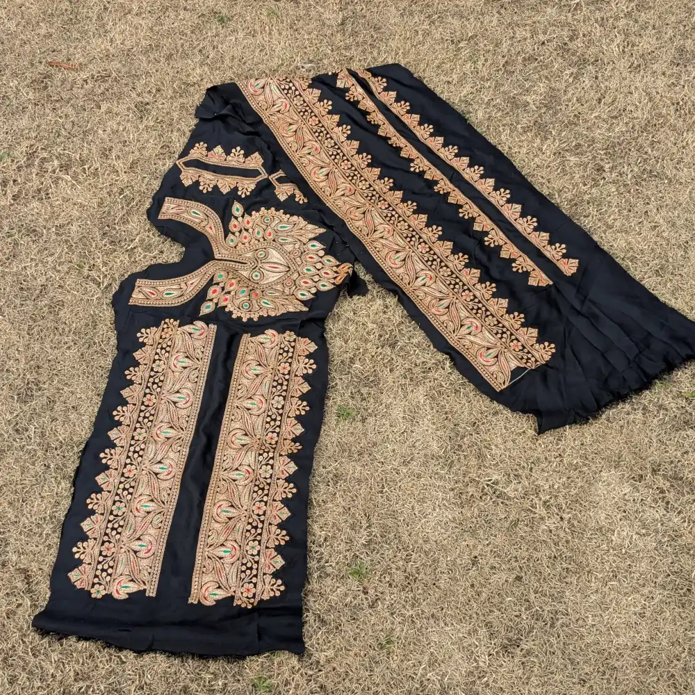 Black and Golden Designer Tilla Patch With Border, Pocket and Sleeves Lace – Koraab Collection - Image 3