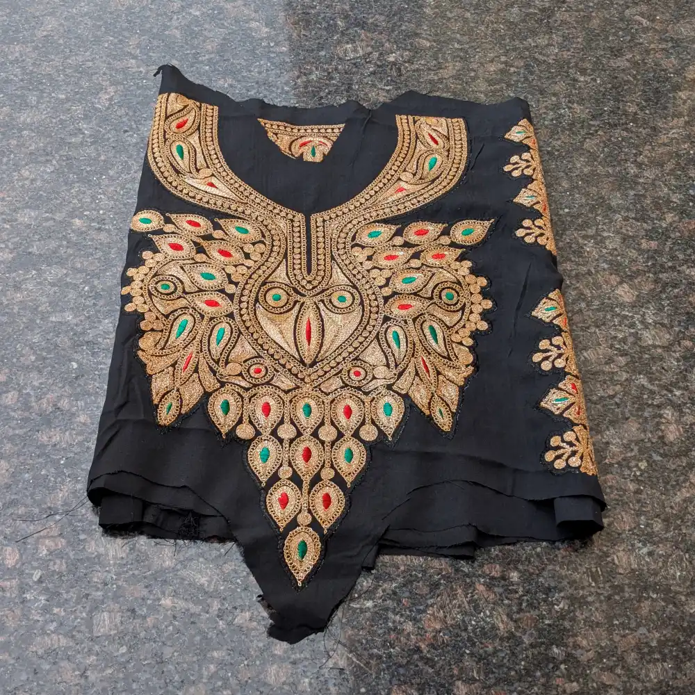 Black and Golden Designer Tilla Patch With Border, Pocket and Sleeves Lace – Koraab Collection - Image 5