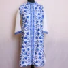 White Kashmiri Kurti with Blue Jaal Chinari Embroidery - Khayam Collection