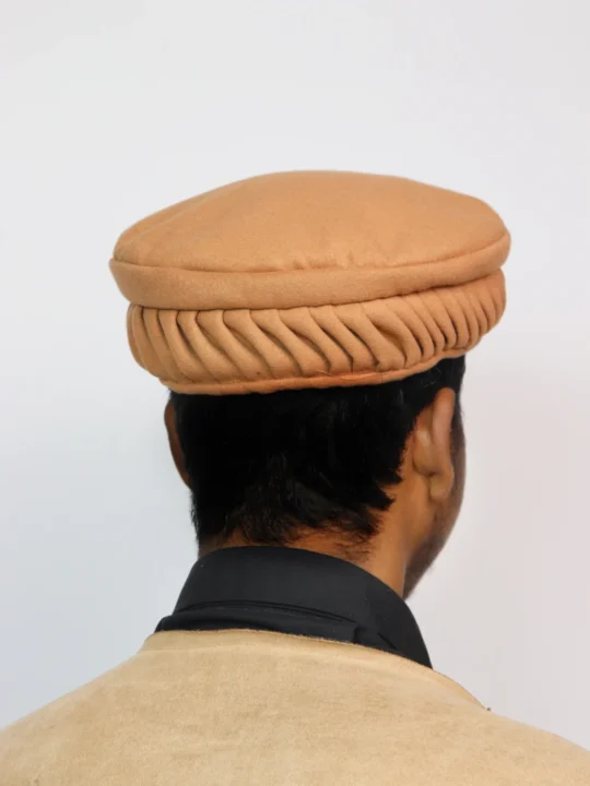 Golden Brown Pakol Zig Zag Cap | Afghani Style