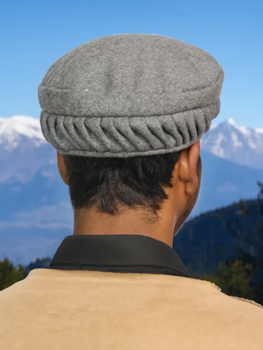 Grey Twisted Design Pakol Cap