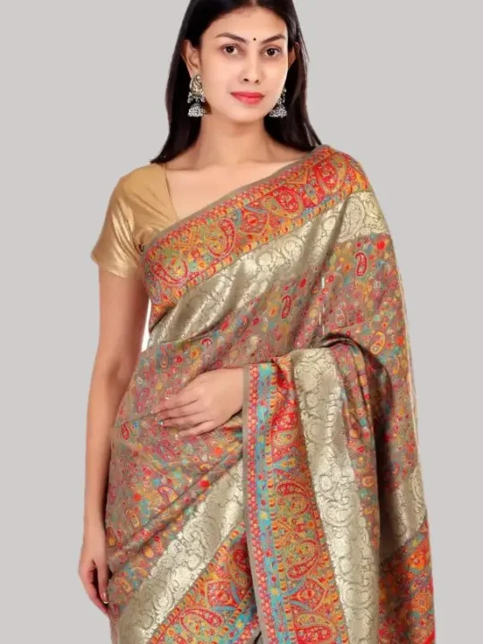 Sapphire Badami Beige Kashmiri Kani All over Saree