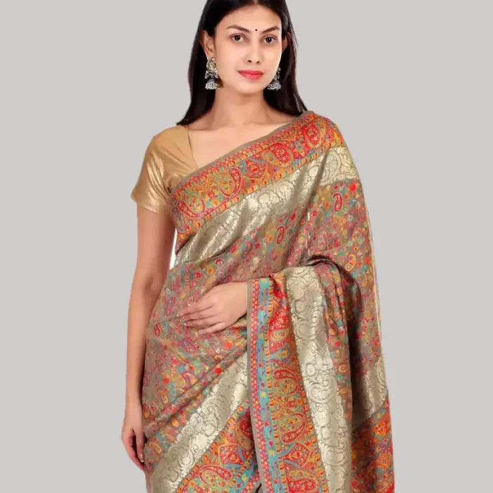 Sapphire Badami Beige Kashmiri Kani All over Saree