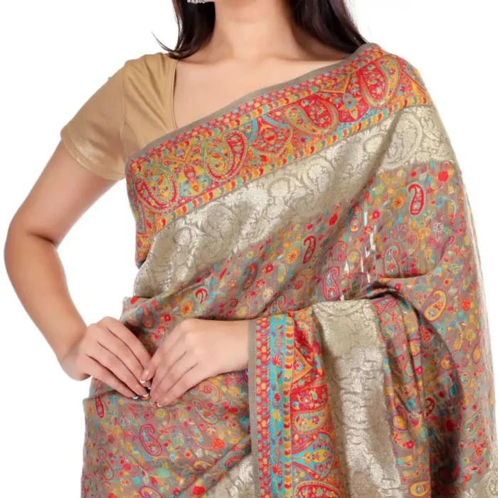 Sapphire Badami Beige Kashmiri Kani All over Saree - Image 3