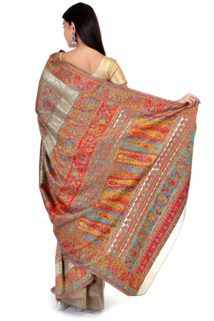 Sapphire Badami Beige Kashmiri Kani All over Saree - Image 4