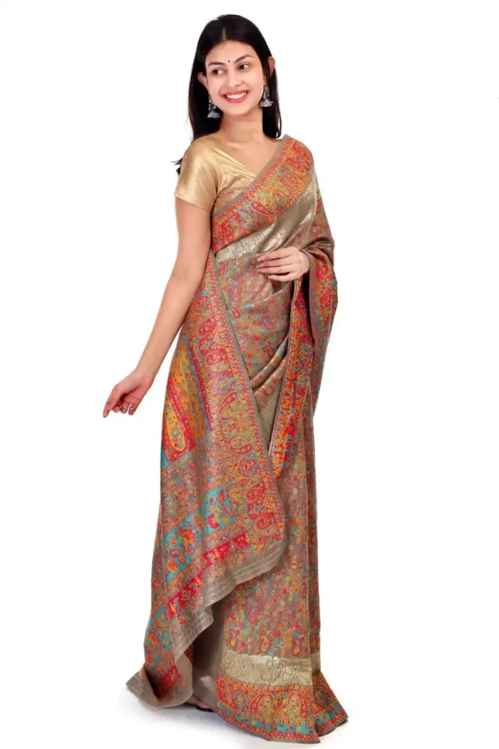 Sapphire Badami Beige Kashmiri Kani All over Saree - Image 5