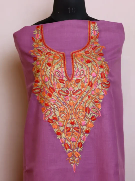 Light Purple 2PC Kashmiri Cotton Suit With Hand Aari Embroidery - Zikr Collection
