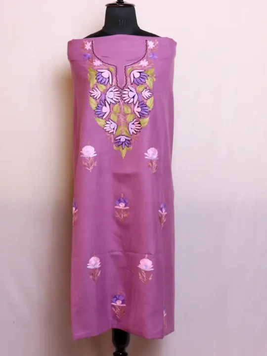 Purple 2PC Kashmiri Cotton Suit With Boothi Ari Work - Dal Gate Collection