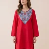 Red Kashmiri Work Top with Aari Embroidery