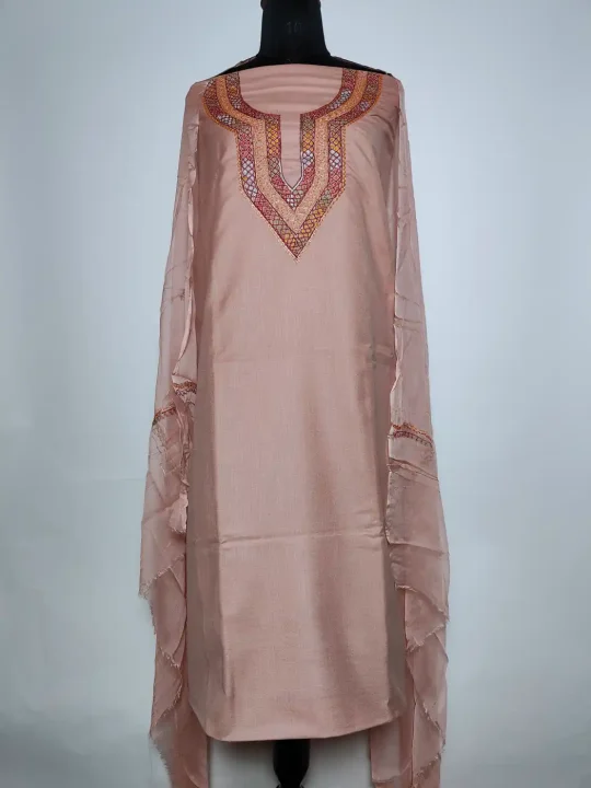 Pinkish 3PC Cotton Kashmiri Suit With Dupatta