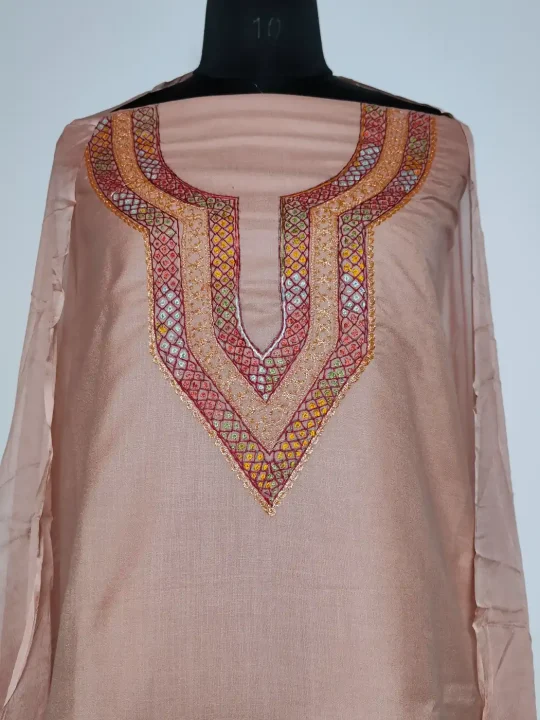 Pinkish 3PC Cotton Kashmiri Suit With Dupatta
