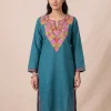 blue kashmiri kurti with aari embroidery