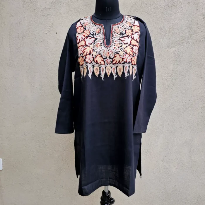 Black Kashmiri Work Top with Aari Embroidery - Image 3