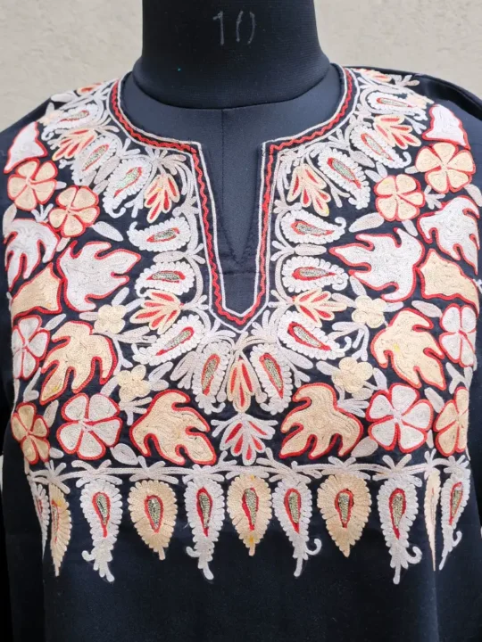 Black Kashmiri Work Top with Aari Embroidery