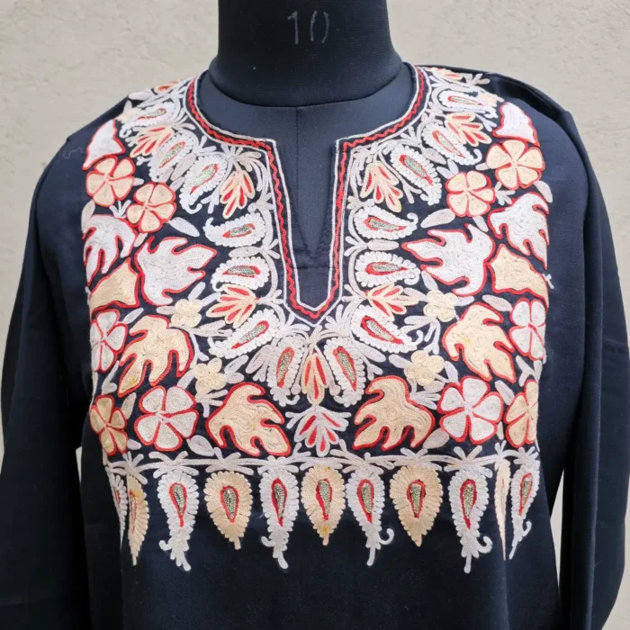 Black Kashmiri Work Top with Aari Embroidery