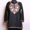 Black Cotton Short Kurta with Kashmiri Aari Work - Nowhatta Collection