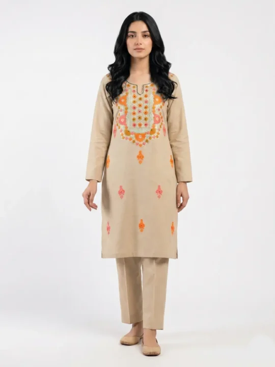 2PC Kashmiri Unstitched Cotton Suit With Boothi Ari Work - Dal Gate Collection