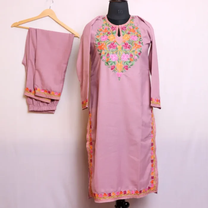 Pinkish Summer Cool Kurta Set with Aari Embroidery - Nowhatta Collection
