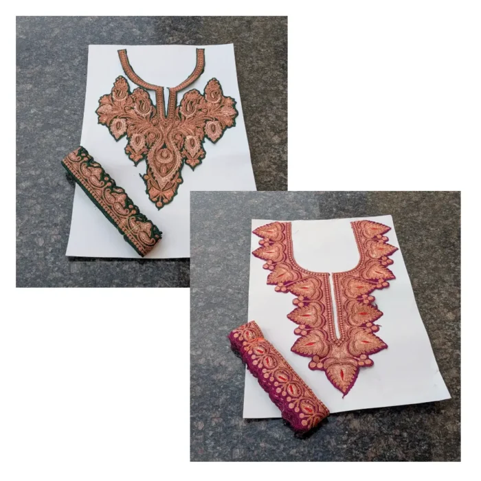 Set of 2 Neck Tilla embroidered Patch with (4.5m) Lace