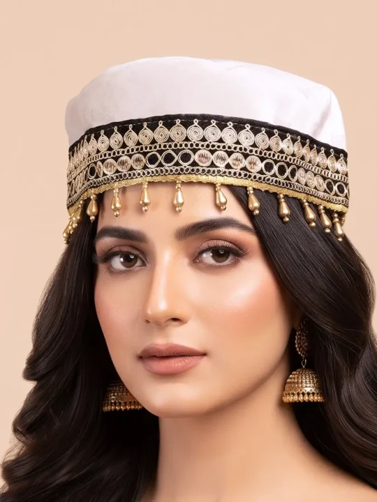 Kashmiri Wedding Cap with Traditional Tilla Work