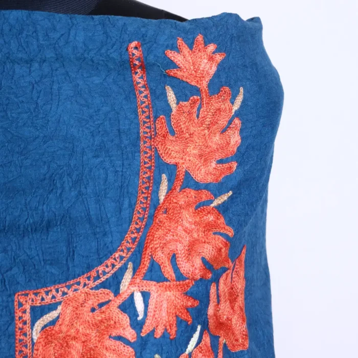 Royal Blue 2PC Kashmiri Cotton Dress Material With All over Chinari Work - Jheel Dal - Image 3