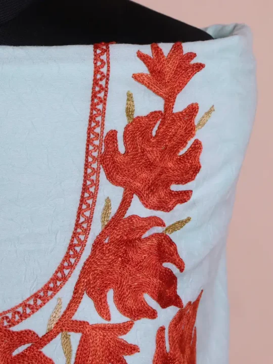 Blue 2PC Kashmiri Cotton Dress Material With All over Chinari Work