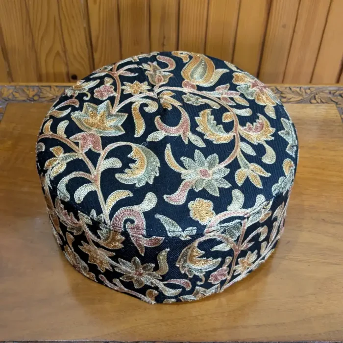 Mir Syed Qasim Toosha Aari Embroidered Black Cap - Image 2