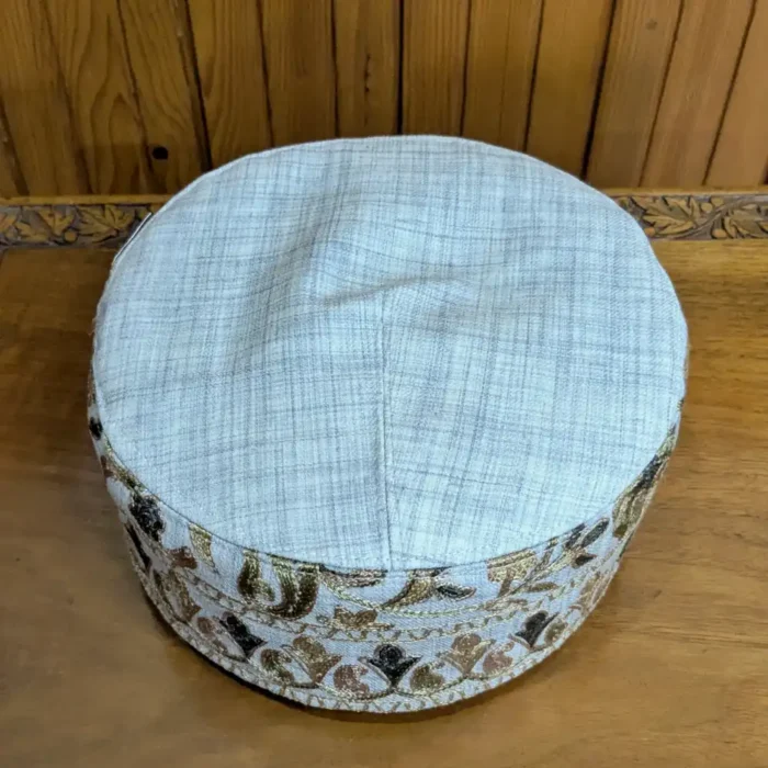 Sheikh Yaqoob Grey Check Toosha Aari Embroidered Cap - Image 2