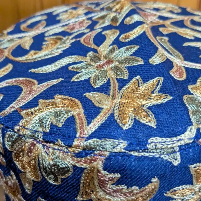 Gulistaan Bagh Navy Blue Toosha Cap | Classic Aari Embroidery - Image 3