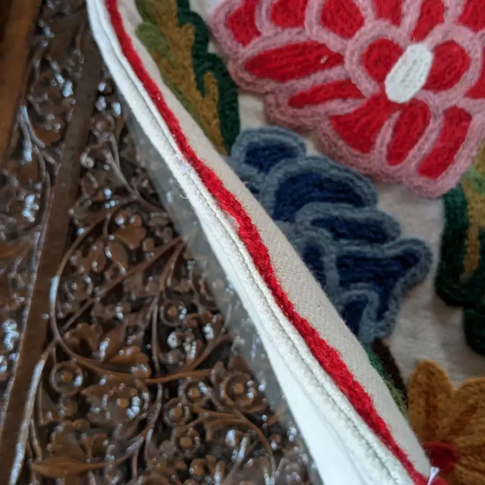 Rose Handwork Table Mat | Table Placemat | With Hand Crewel Embroidery from Kashmir | Set of 2 - Image 3