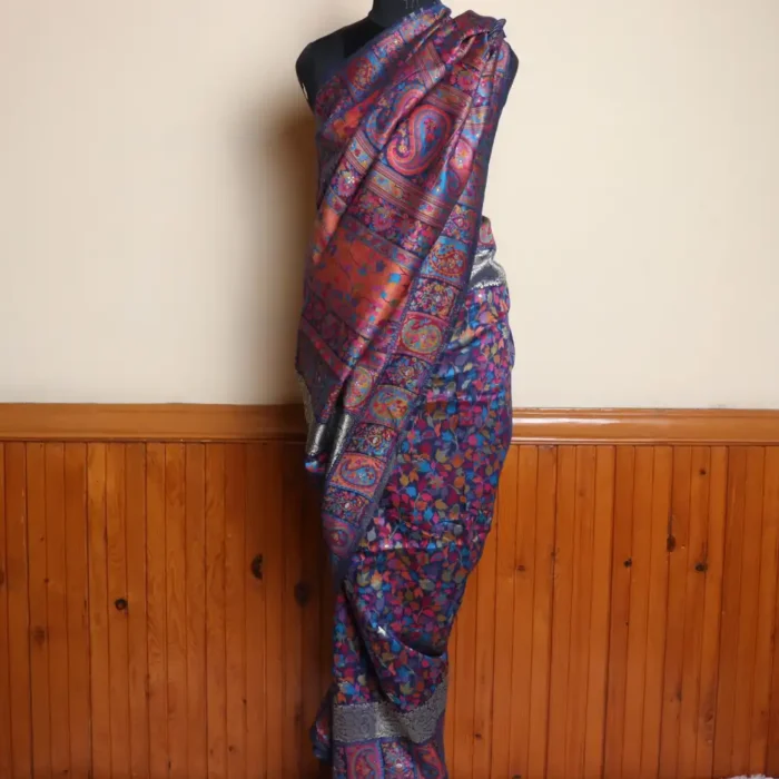 Blue Ehsaas Kashmiri Silk Kani Floral Design Saree