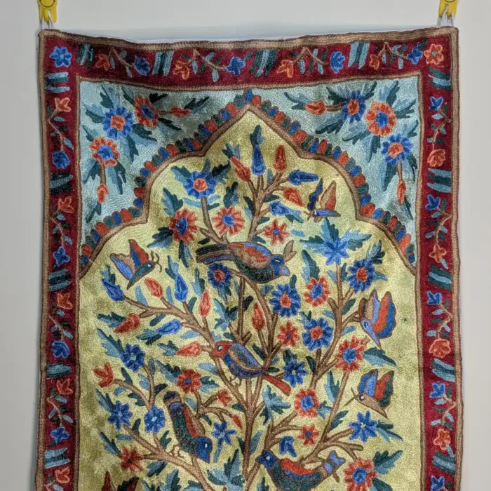 Artistic Weave Dusoot Cotton Chain Stitch Bird and Tree Design Wall Hanging (3×2 ft) - Image 2