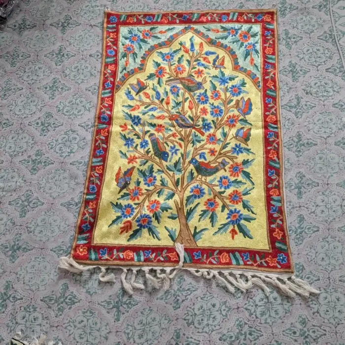 Artistic Weave Dusoot Cotton Chain Stitch Bird and Tree Design Wall Hanging (3×2 ft) - Image 4