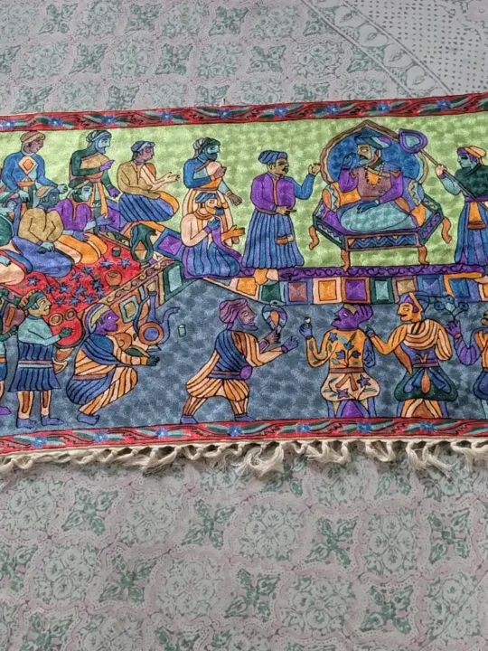 Badshah Raj Symphony Dusoot Cotton Chain Stitch Wall Hanging (4x2.5 ft)