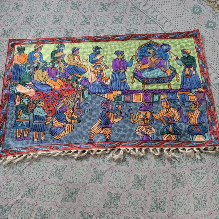 Badshah Raj Symphony Dusoot Cotton Chain Stitch Wall Hanging (4x2.5 ft)