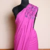 Hot-Pink Kashmiri Hand Sozni Saree | Dal Jheel
