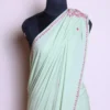 Pale Green Kashmiri Hand Sozni Saree - Dal Jheel