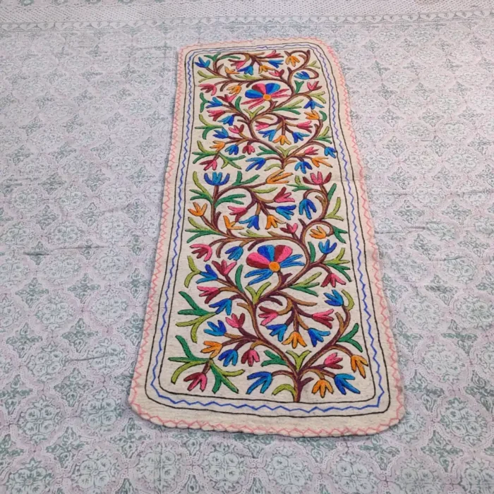 Beautiful Woolen Namda Runner with Hand Aari Embroidery for Home Interiors (6x2 ft) - Image 2