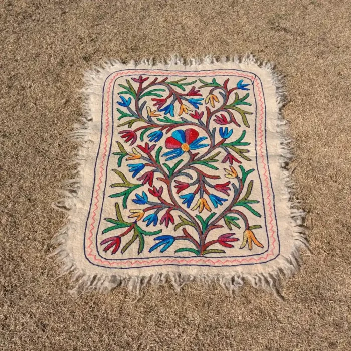 Authentic Kashmiri Pure Wool Namda | Intricate Hand Aari Work (3x2 ft)