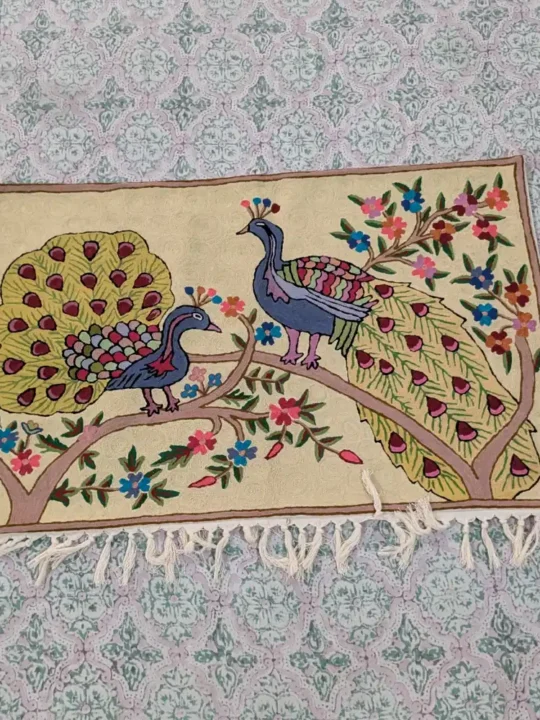 Chain Stitch Peacock Design Wall Hanging from Srinagar (3x2 ft)