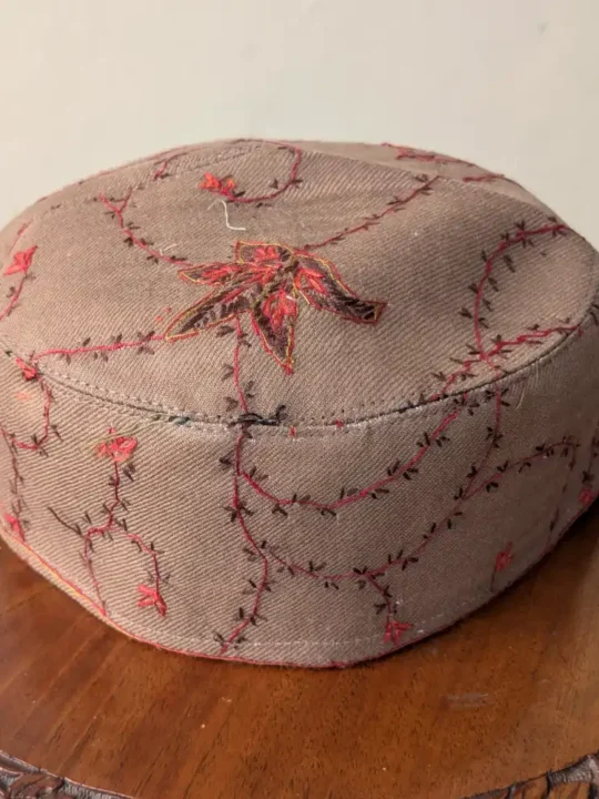 Haji Fazlullah Brown Hand Sozni Toosha Cap | Traditional Elegance