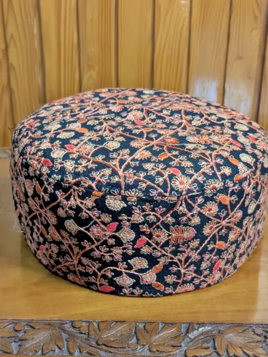Bagh-i-Dilawar Khan Black Toosha All Over Paper Mache with Border Needlework Cap