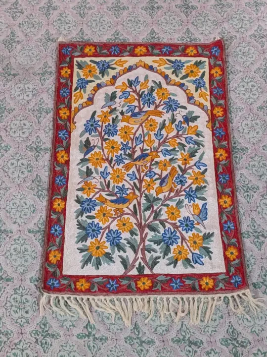 Artistic Legacy Silk Thread Chain Stitch Tree of Life Design Wall Hangin (3x2 ft)