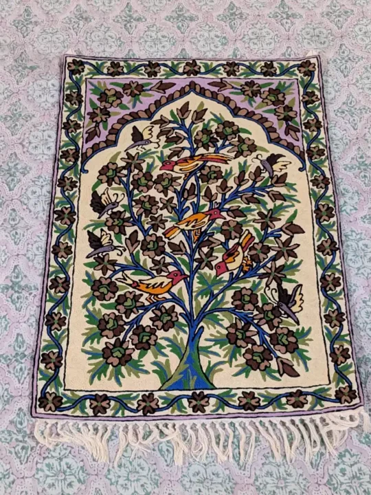 Kashmiri Tree of Life Wall Hanging - Eye-Catching Woolen Chain Stitch Embroidery (3x2 ft)