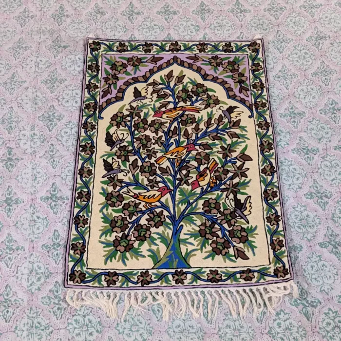 Kashmiri Tree of Life Wall Hanging - Eye-Catching Woolen Chain Stitch Embroidery (3x2 ft)